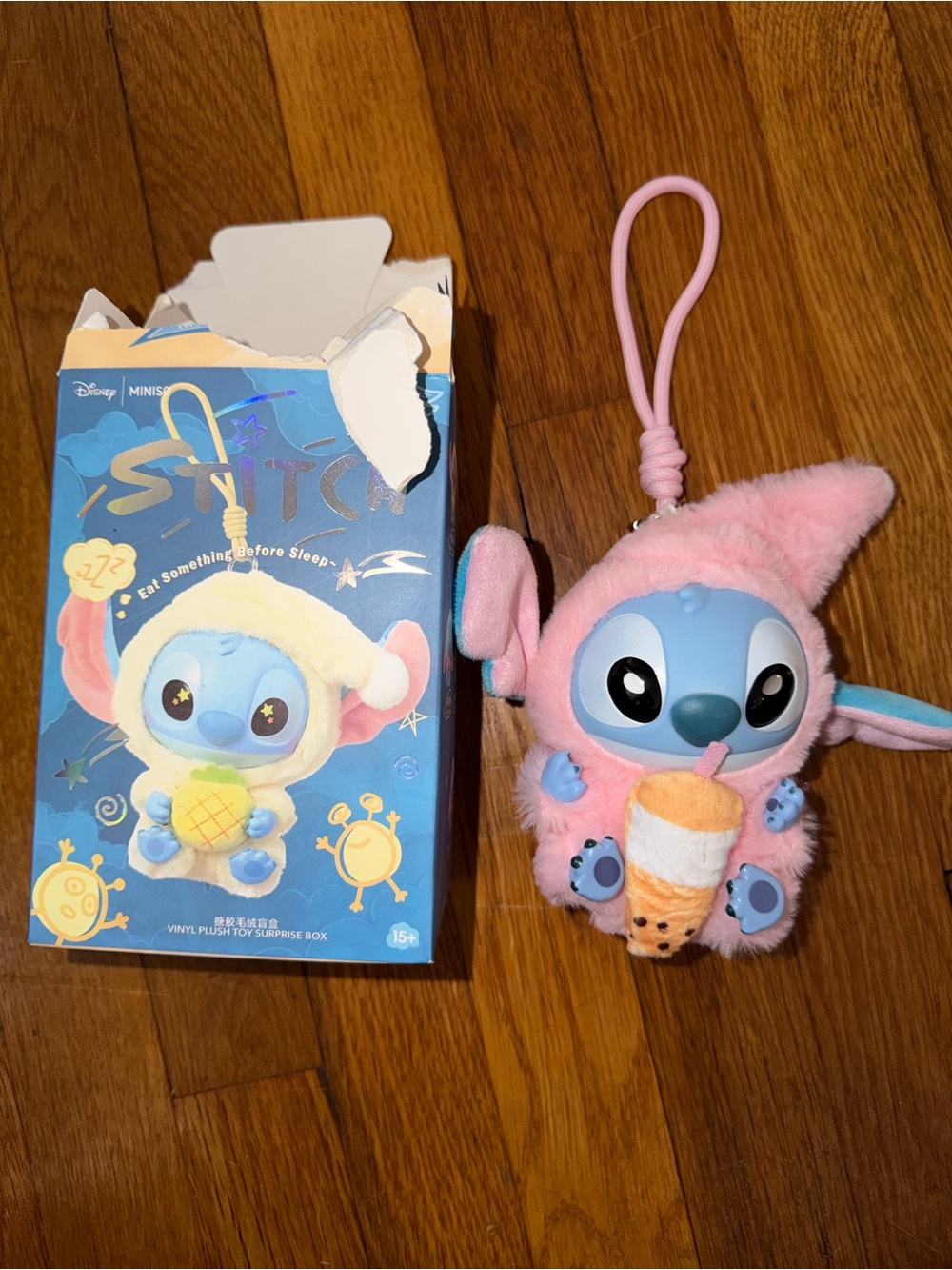 Disney Pink & Blue Stitch Plush Keychain in Bunny Outfit